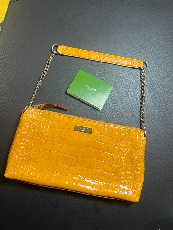 kate spade Handbags - kate spade Yellow Croc-Embossed Chain Wristlet